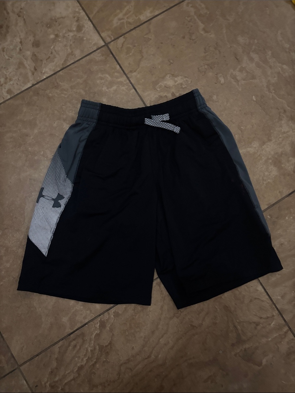 Under Armour Boys Black and Gray Athletic Shorts